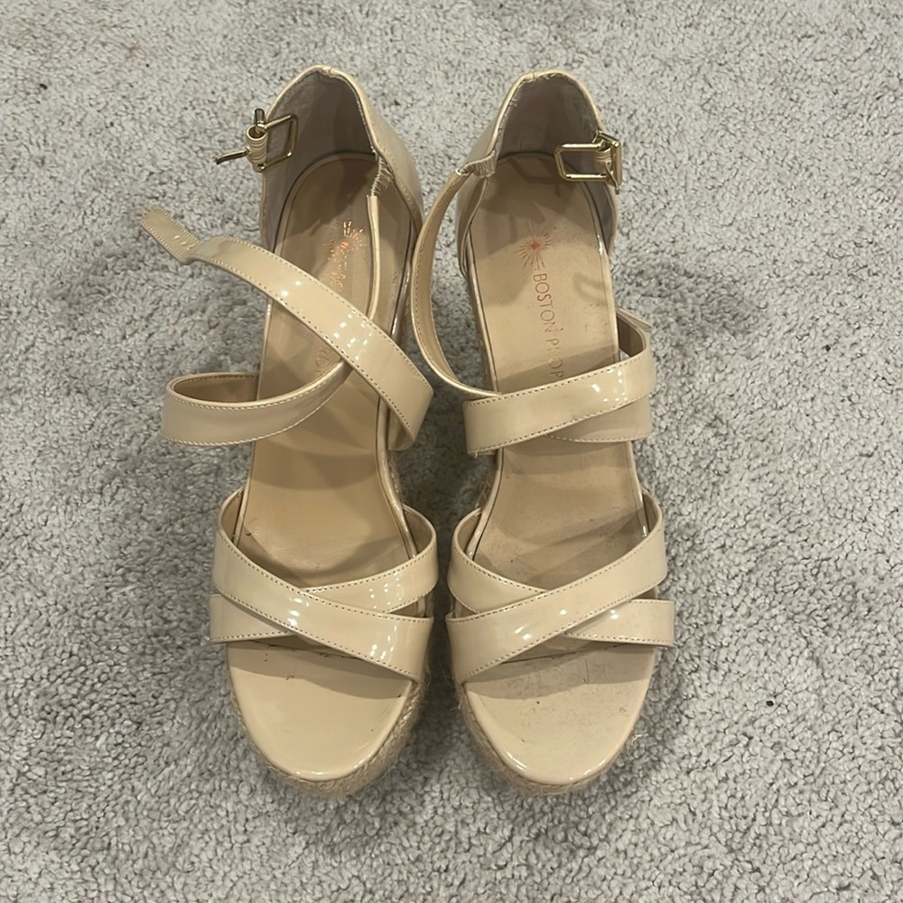 Boston Proper Nude Espadrille Wedge - Size 8